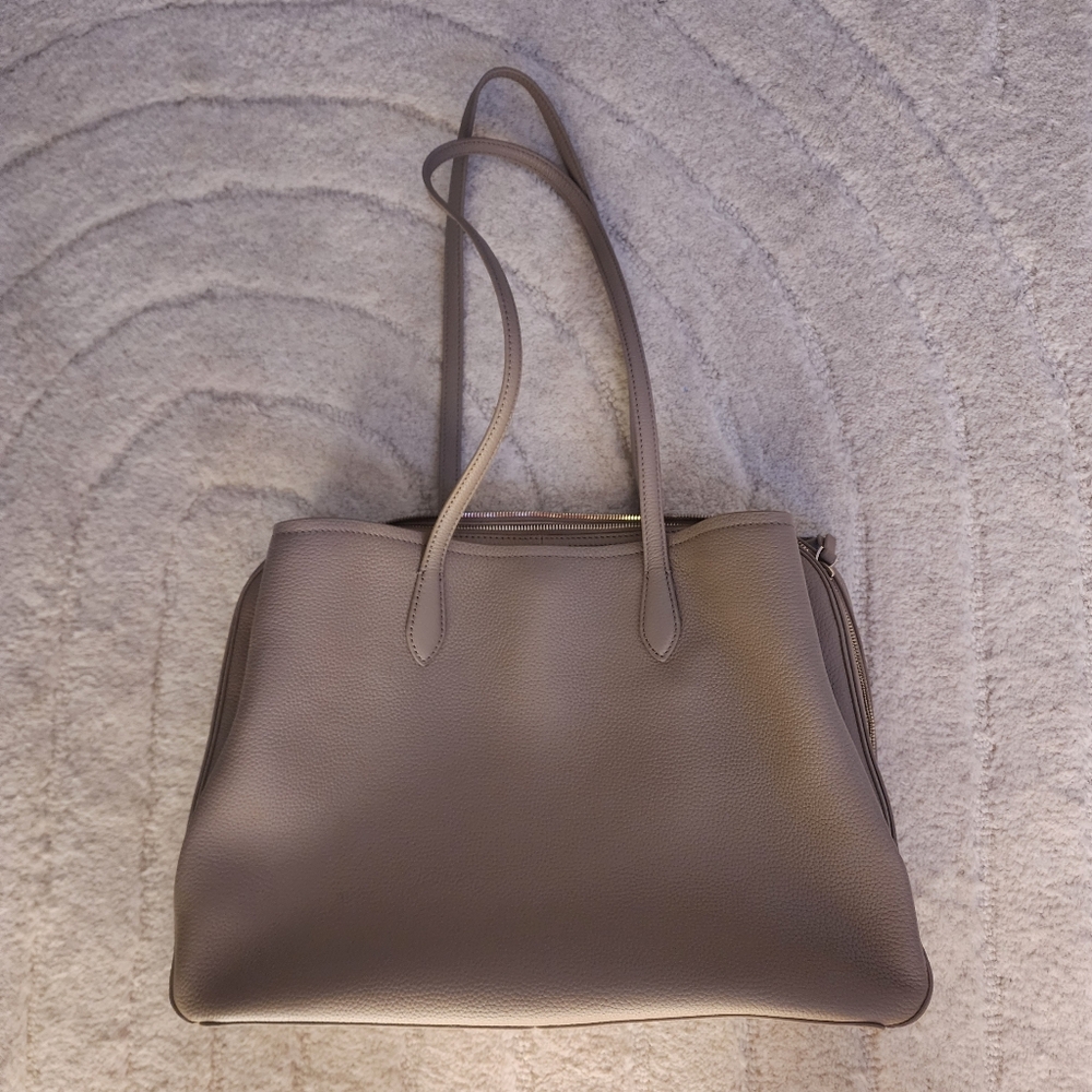 Quince Italian Leather Triple Compartment Work Tote EUC - Picture 2 of 9